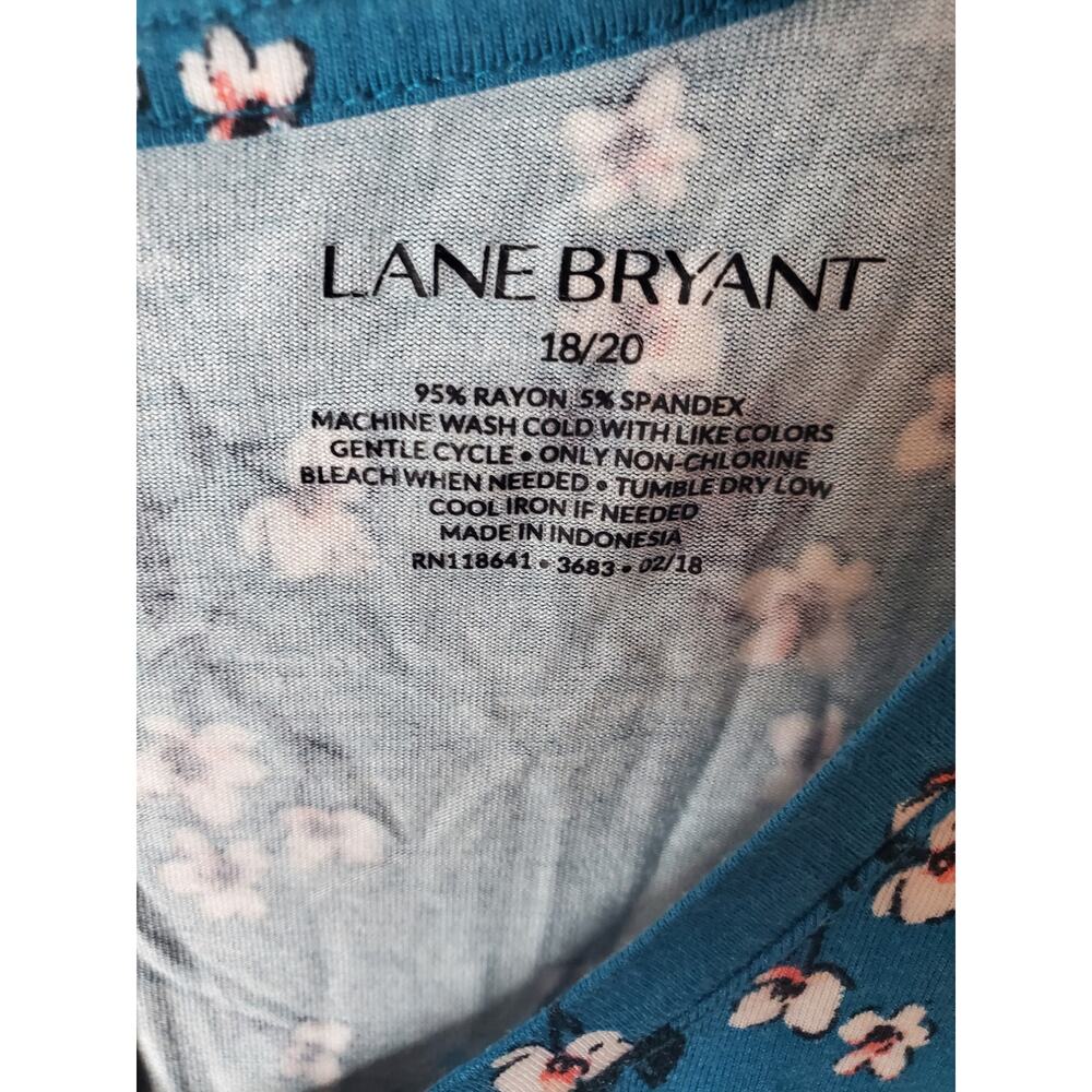 Lane Bryant Teal Floral V-Neck Tank, 18/20 - Picture 5 of 5